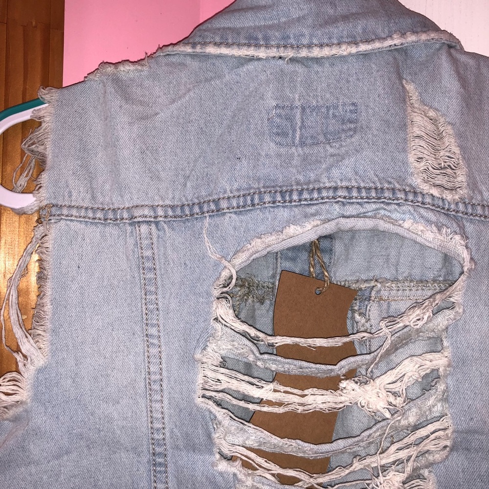 Distressed Longline Denim Vest - Picture 8 of 8